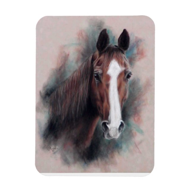 Chestnut Quarter Horse head Magnet (Vertical)