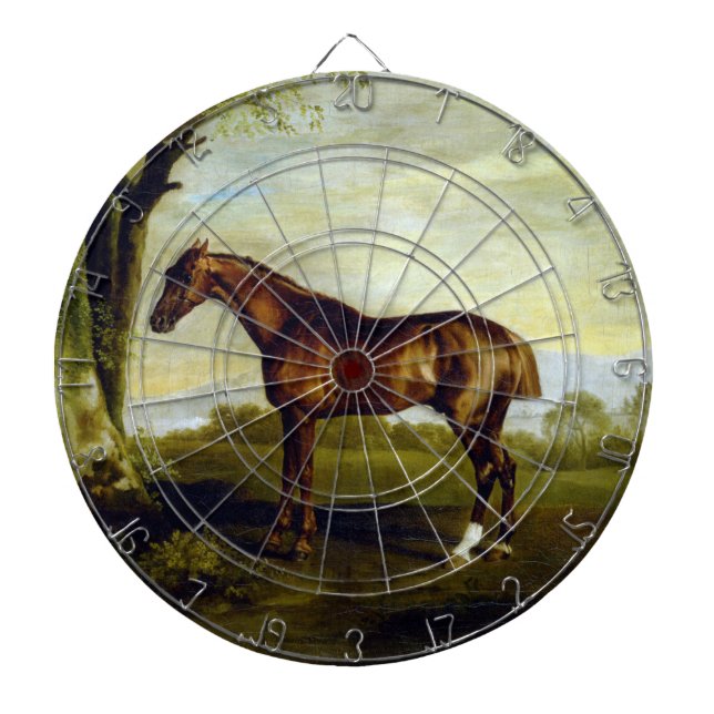 Chestnut Racehorse in a Landscape (George Stubbs) Dartboard (Front)