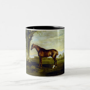 Chestnut Racehorse in a Landscape (George Stubbs) Two-Tone Coffee Mug
