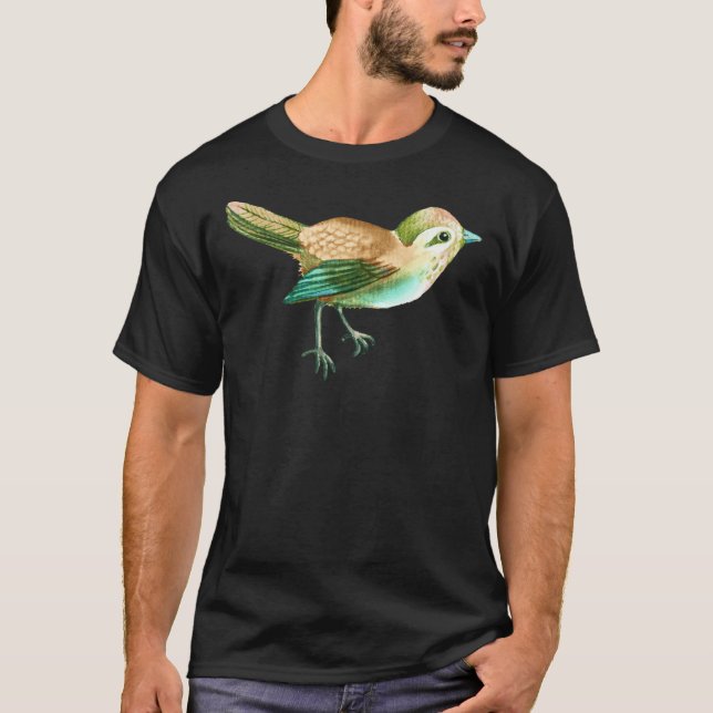 Chestnut Songbird Floral On Sage Green  T-Shirt (Front)