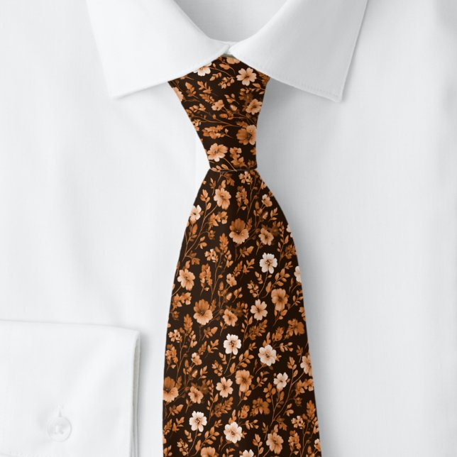 Chestnut Tiny Flowers Tie (Creator Uploaded)