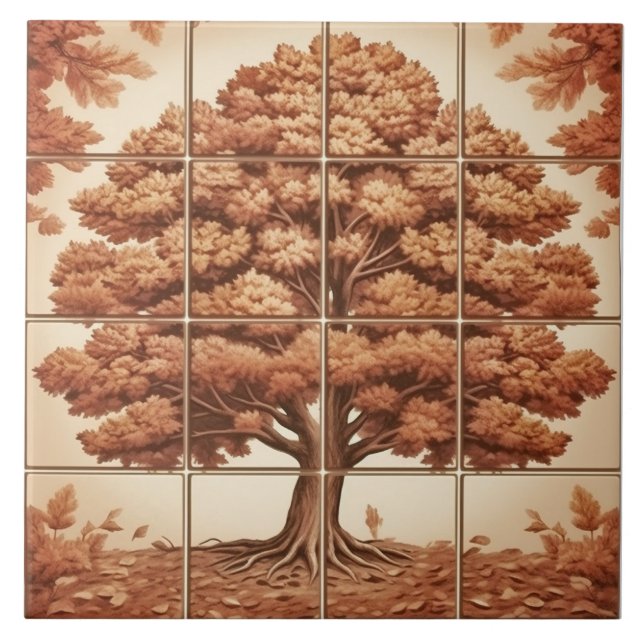 Chestnut Tree Autumn Orange Ceramic Tile (Front)