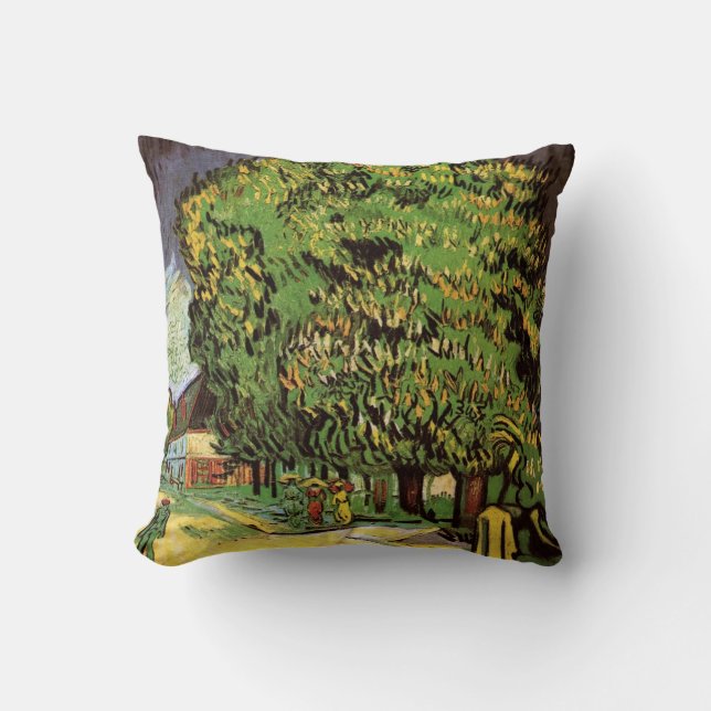 Chestnut Trees in Blossom by Vincent van Gogh Cushion (Front)