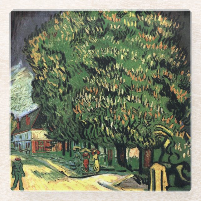 Chestnut Trees in Blossom - Gogh Glass Coaster (Front)