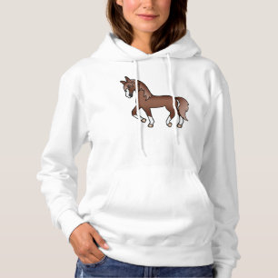 Chestnut Trotting Horse Cute Cartoon Illustration Hoodie