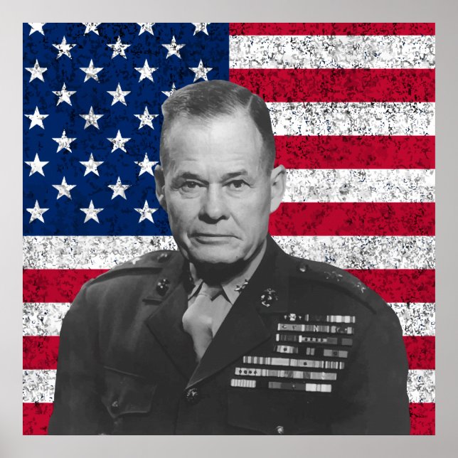 Chesty Puller and The American Flag Poster (Front)