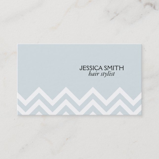 Cheveron Pattern light grey blue background Business Card (Front)