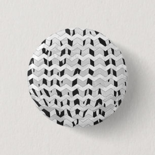 Cheveron Tiger Black and White Print 3 Cm Round Badge