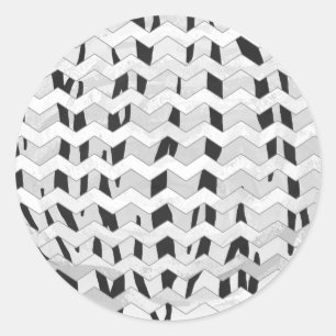 Cheveron Tiger Black and White Print Classic Round Sticker