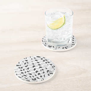 Cheveron Tiger Black and White Print Coaster