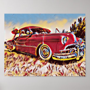 Chevrolet Lowrider Bomb Red Low Rider Chevy Art Poster