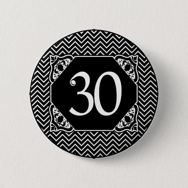 Chevron 30th Birthday 6 Cm Round Badge (Front)