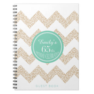 Chevron 65th Birthday Party GuestBook Choose Colou Spiral Notebook