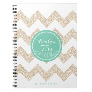 Chevron 75th Birthday Party GuestBook Choose Colou Spiral Notebook