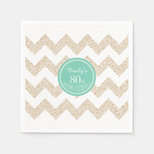 Chevron 80th Birthday Party P Napkin Choose Colour