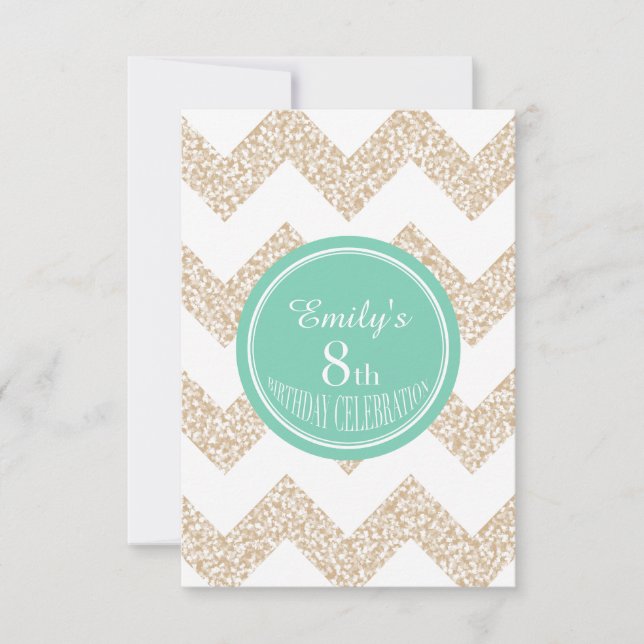 Chevron 8th Birthday Celebration Choose Colour Invitation (Front)