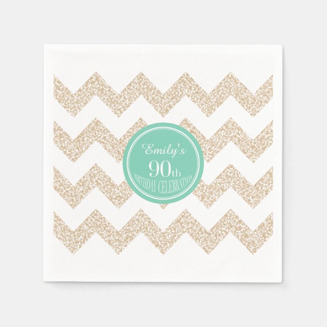 Chevron 90th Birthday Party P Napkin Choose Colour (Front)