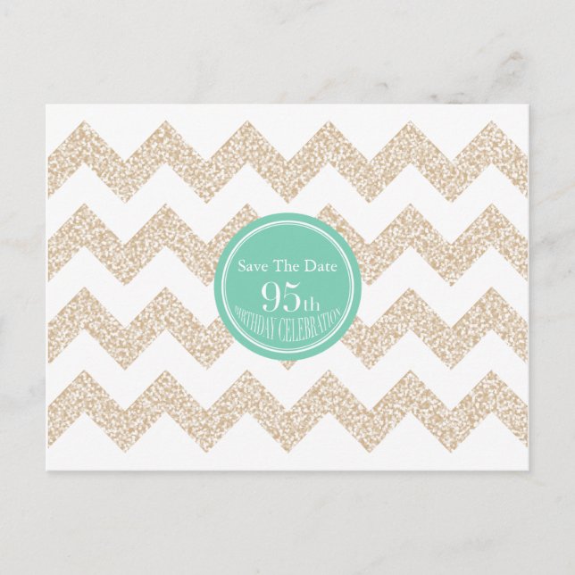 Chevron 95th Birthday Save the Date Choose Colour  Announcement Postcard (Front)