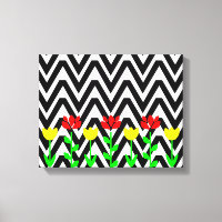 Chevron and Flowers Modern Floral Art Print