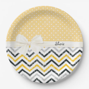 Chevron and Polka Dots Paper Plate