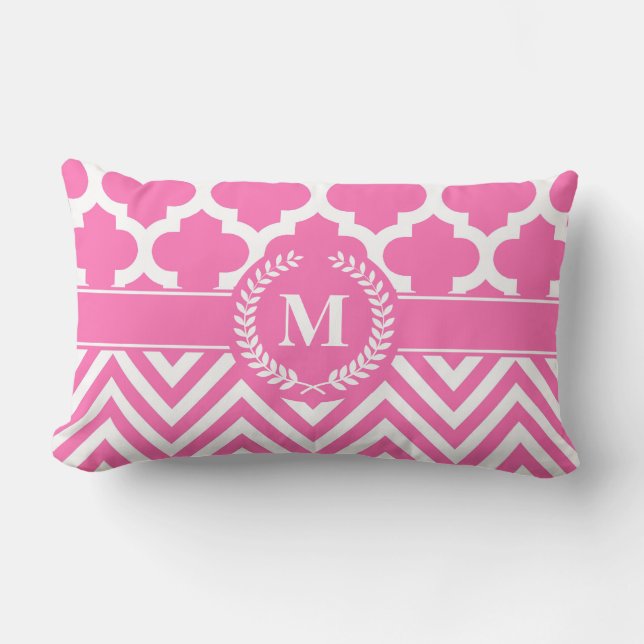Chevron and Quatrefoil Lumbar Cushion (Front)