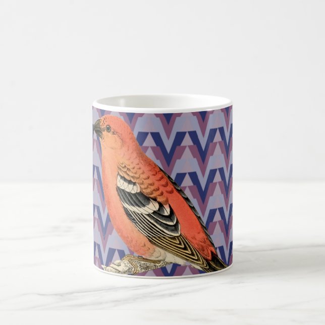 Chevron and Vintage Pink Bird Coffee Mug (Center)
