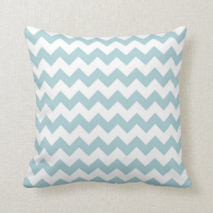Chevron Aqua and White Cushion