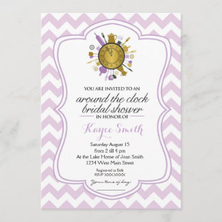 Chevron Around the Clock Bridal Shower Invitation