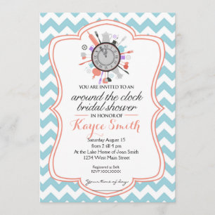 Chevron Around the Clock Bridal Shower Invitation
