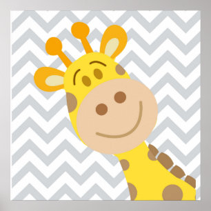 Chevron Baby Giraffe Nursery Wall Art