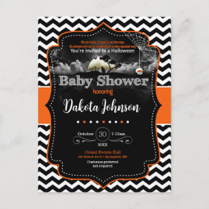 Chevron Baby shower Halloween Invitation Postcard