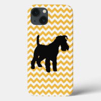 Chevron Background With Schnauzer Silhouette