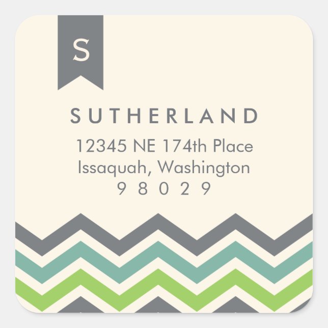 Chevron Banner Monogram Address Label (Front)