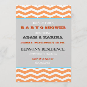 Chevron Barbecue BabyQ Baby Shower Invitation