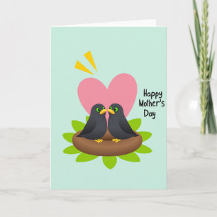 Chevron Birds Mothers Day Card