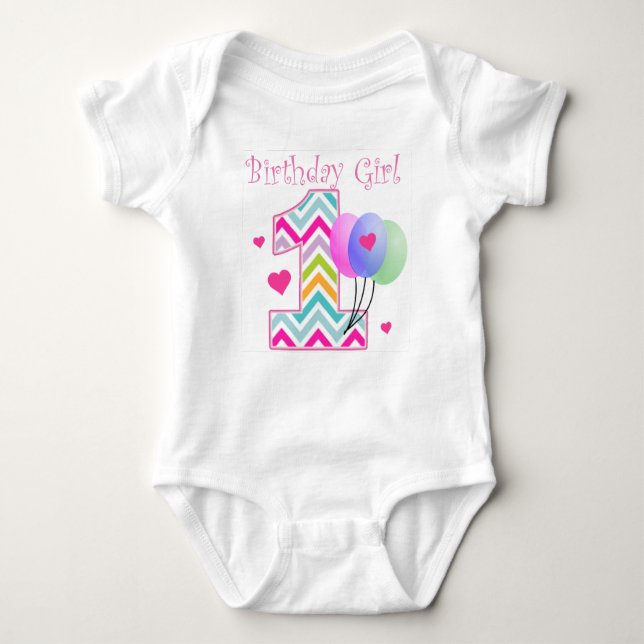 Chevron Birthday Baby 1st Birthday Baby Bodysuit (Front)