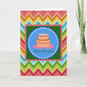 Chevron Birthday Card with Birthday Cake