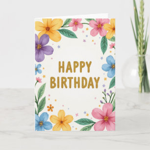 Chevron Birthday Flower Card