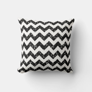 Chevron Blac Glitter Stripe Zig Throw Couch Pillow