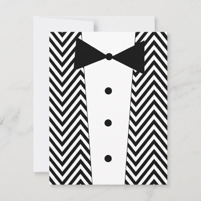 Chevron Black and White Tuxedo Invitation (Front)