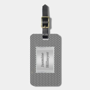 CHEVRON BLACK WHITE CUSTOM LUGGAGE TAG