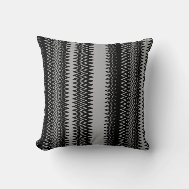 Chevron Black Zigzag Stripes Art Design Abstract Cushion (Front)