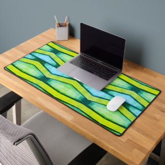Chevron blue and green graphics desk mat