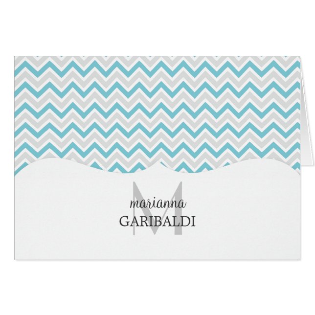 Chevron Blue and Modern Personalised (Front Horizontal)