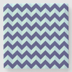 Chevron Blue Pattern Stone Coaster