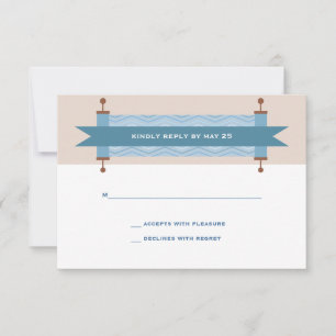 Chevron Blues Bar Mitzvah RSVP Card