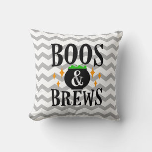 Chevron Boos and Brews Halloween Cushion