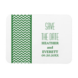 Chevron Border Save the Date Magnet, Green Magnet
