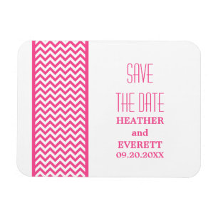 Chevron Border Save the Date Magnet, Pink Magnet