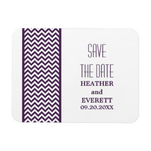 Chevron Border Save the Date Magnet, Purple Magnet